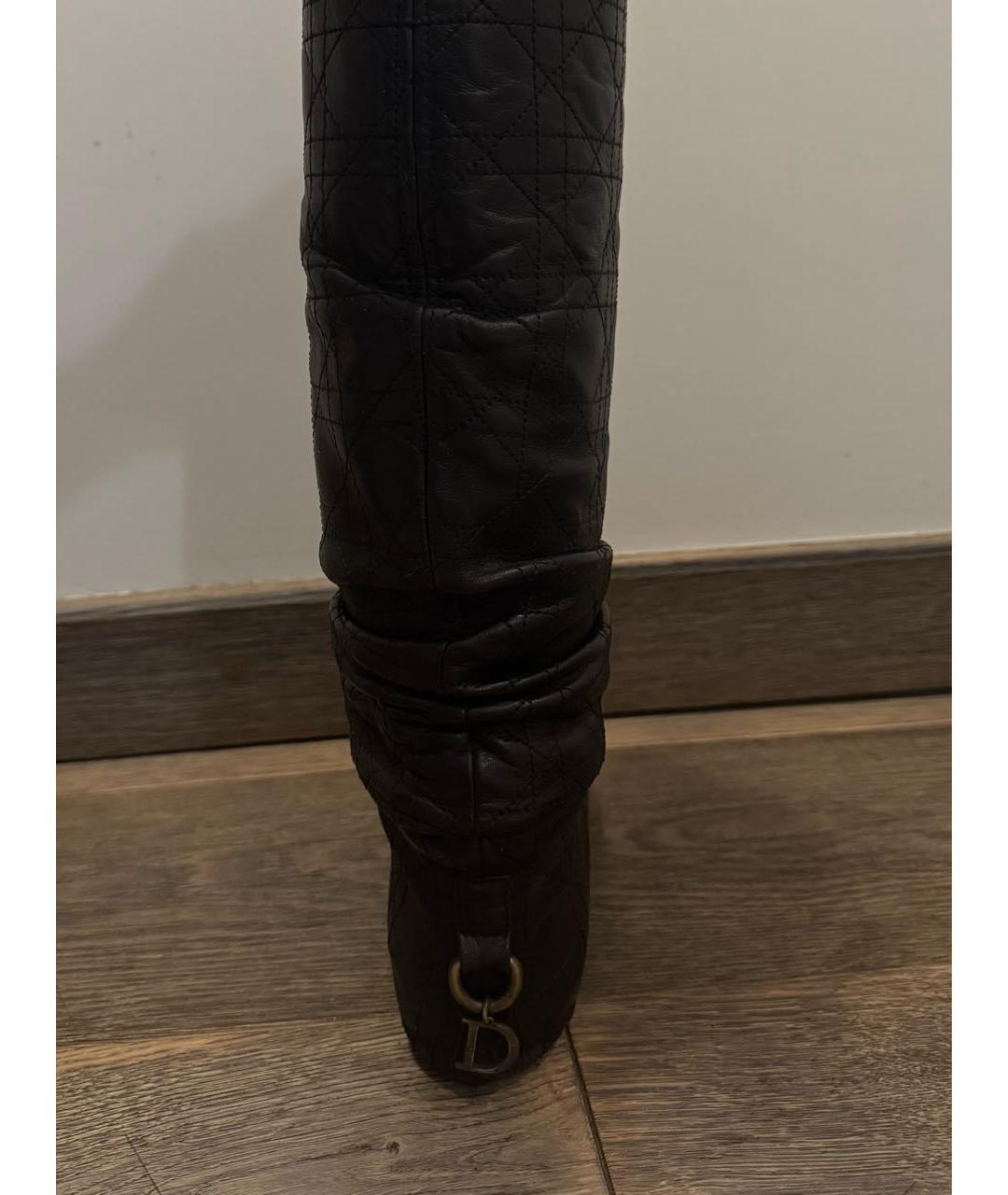 CHRISTIAN DIOR Черные кожаные сапоги, фото 2