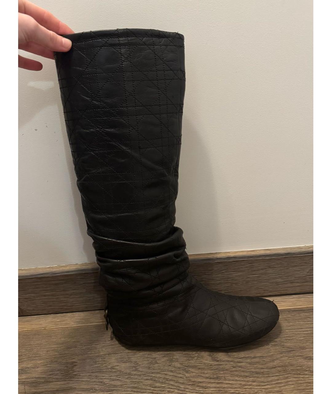 CHRISTIAN DIOR Черные кожаные сапоги, фото 3