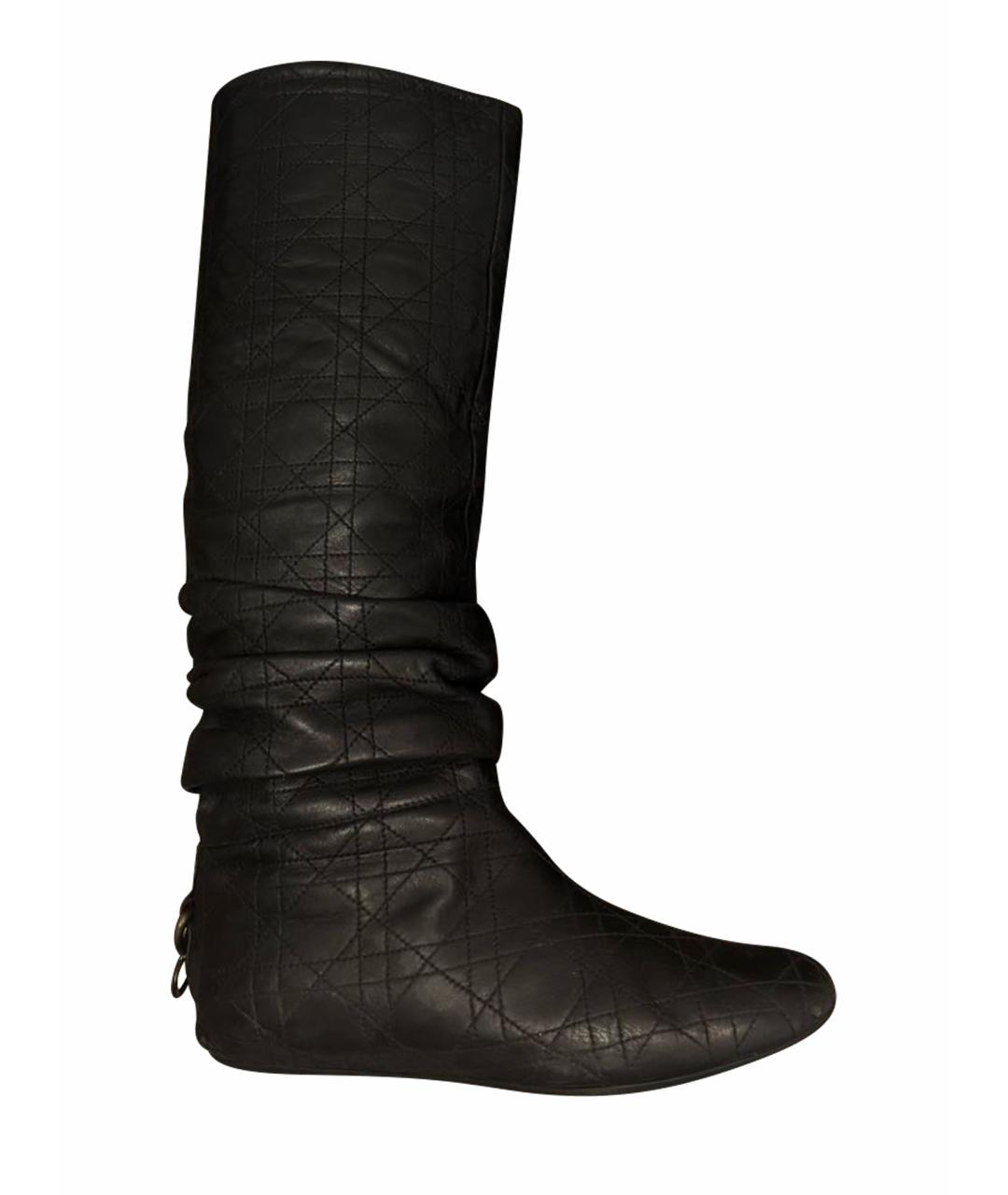 CHRISTIAN DIOR Черные кожаные сапоги, фото 1