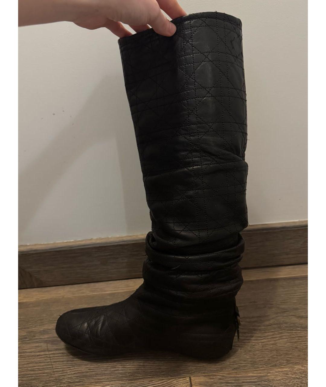 CHRISTIAN DIOR Черные кожаные сапоги, фото 4