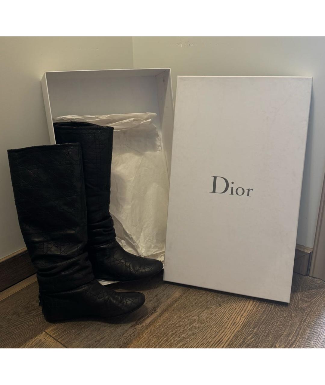 CHRISTIAN DIOR Черные кожаные сапоги, фото 5