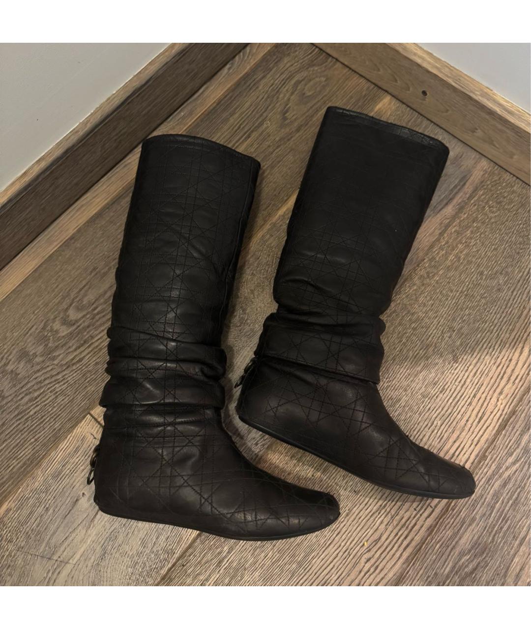 CHRISTIAN DIOR Черные кожаные сапоги, фото 6