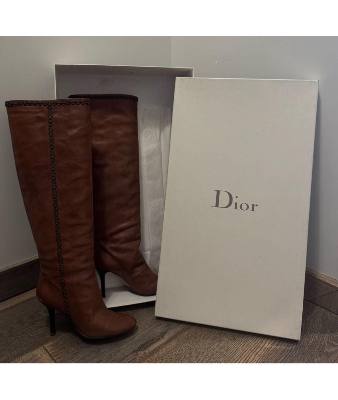 CHRISTIAN DIOR Оранжевое кожаные сапоги, фото 5