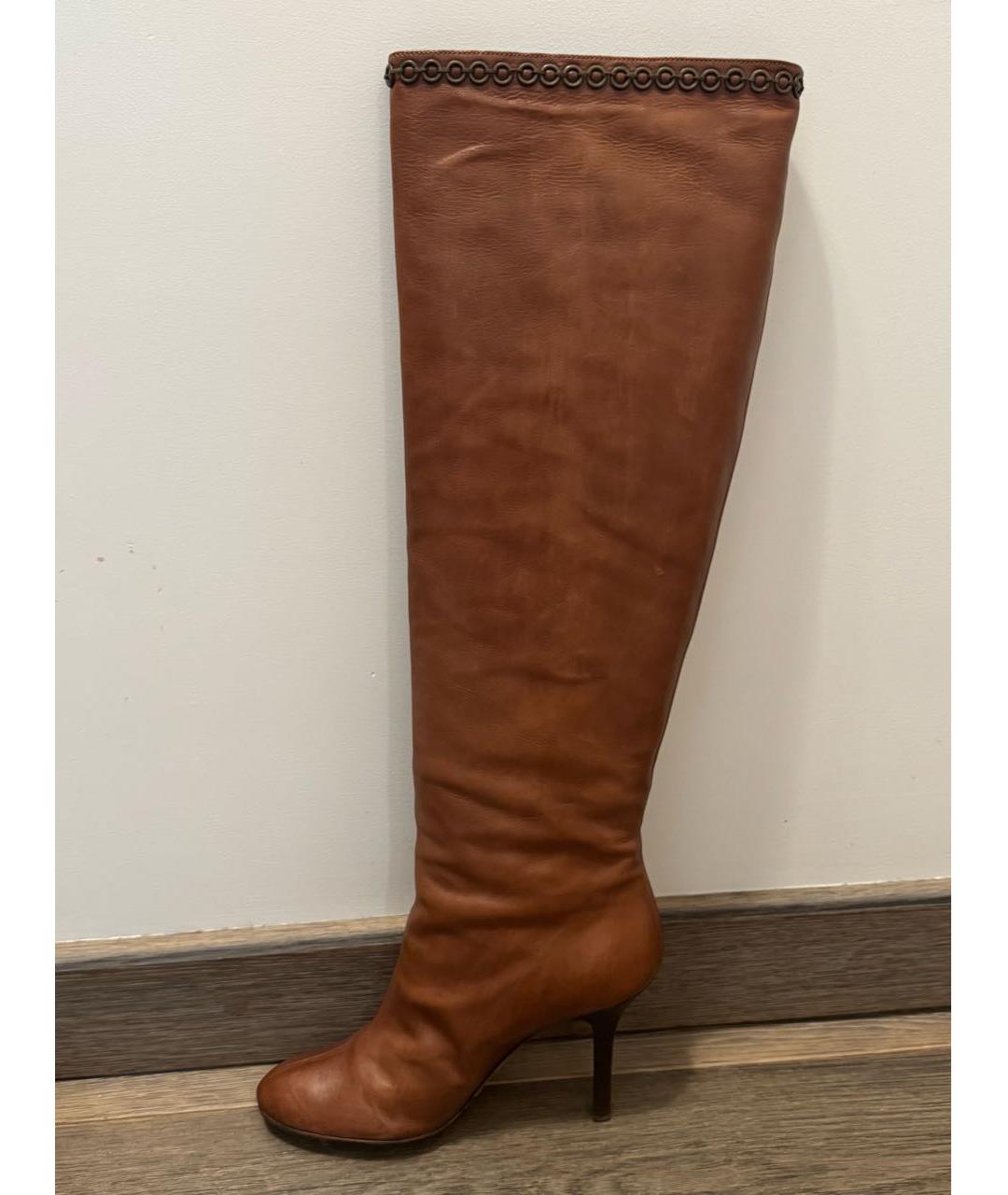 CHRISTIAN DIOR Оранжевое кожаные сапоги, фото 3