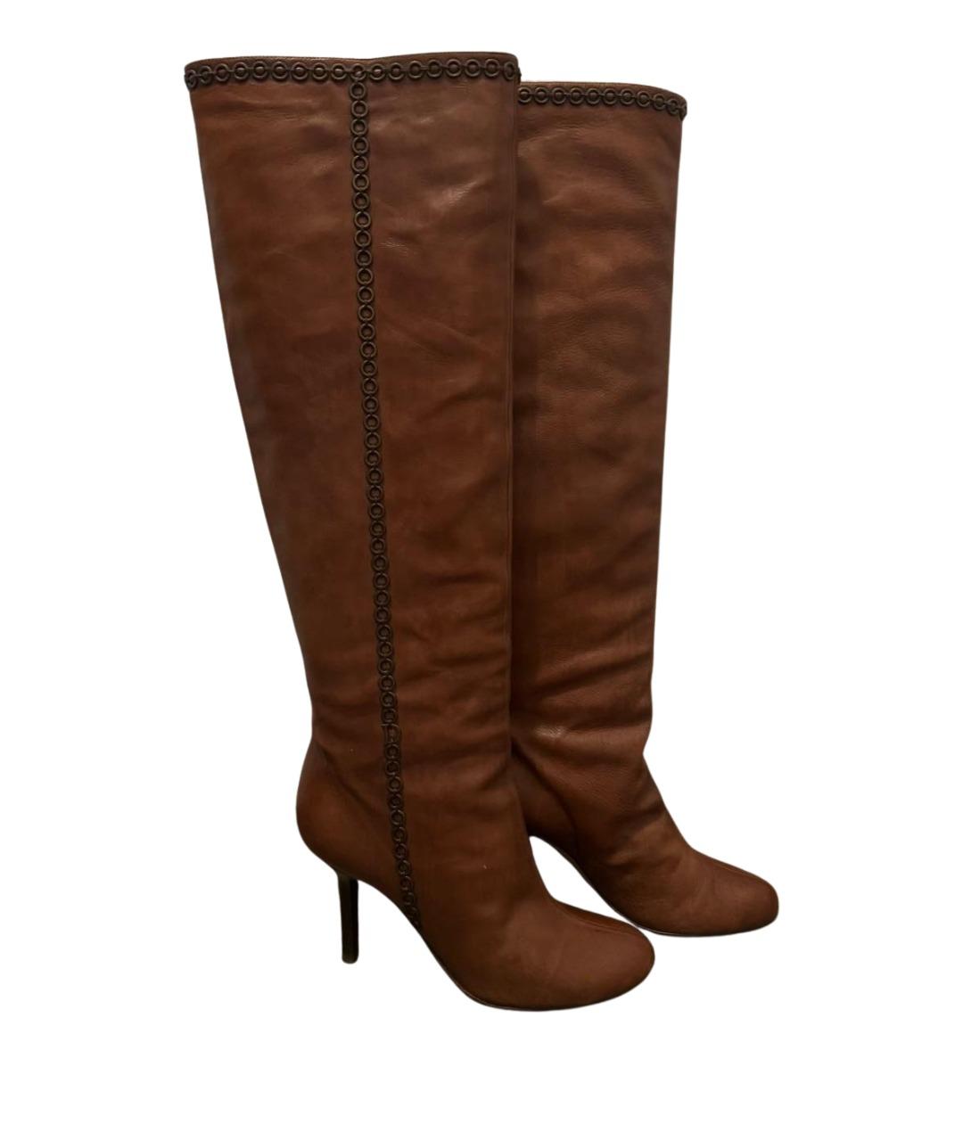 CHRISTIAN DIOR Оранжевое кожаные сапоги, фото 1