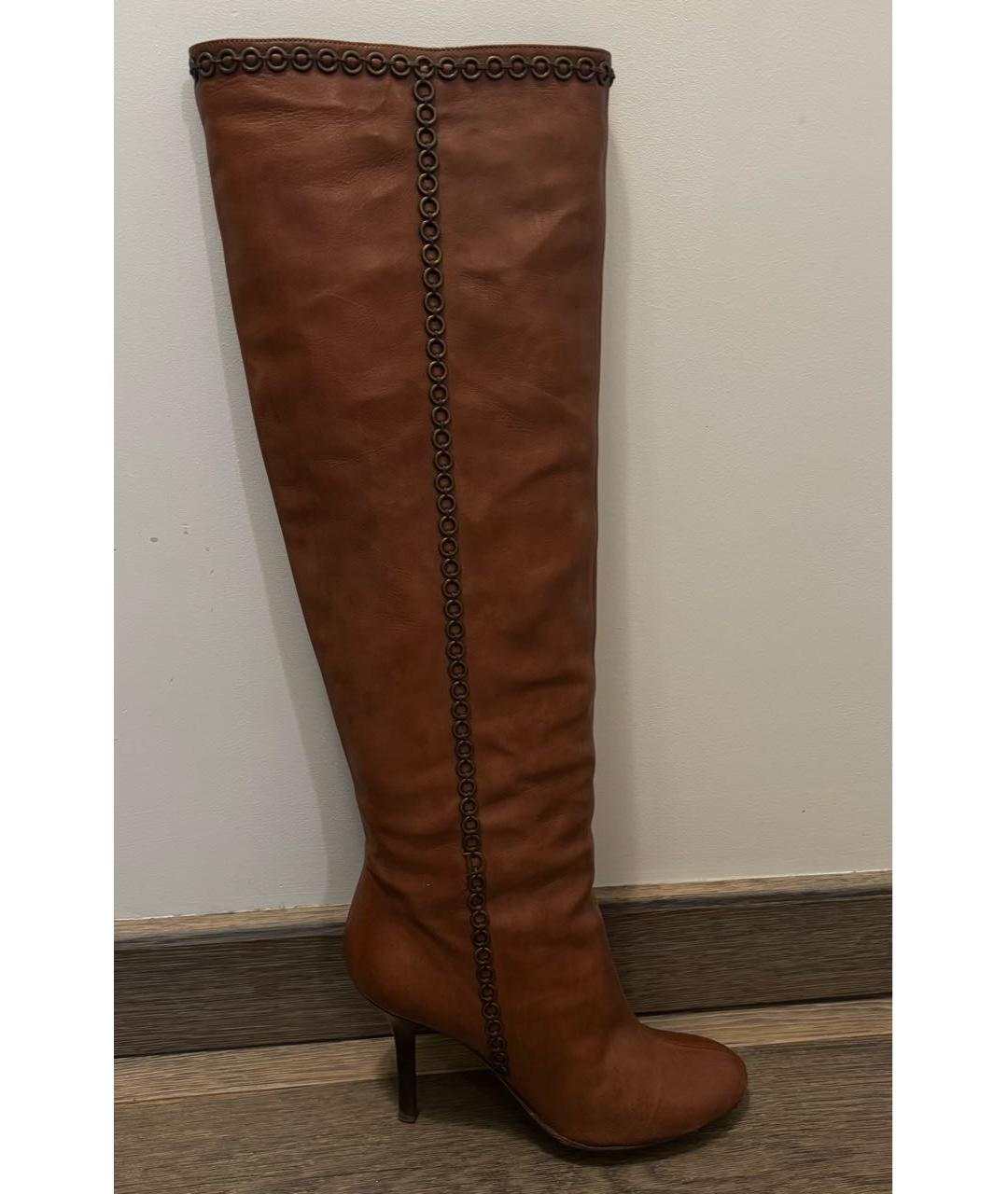 CHRISTIAN DIOR Оранжевое кожаные сапоги, фото 2