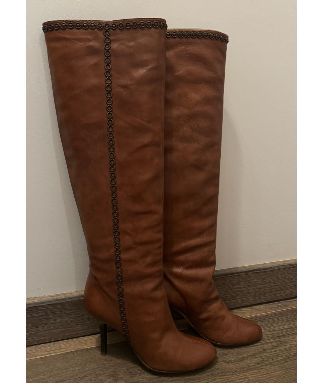 CHRISTIAN DIOR Оранжевое кожаные сапоги, фото 8