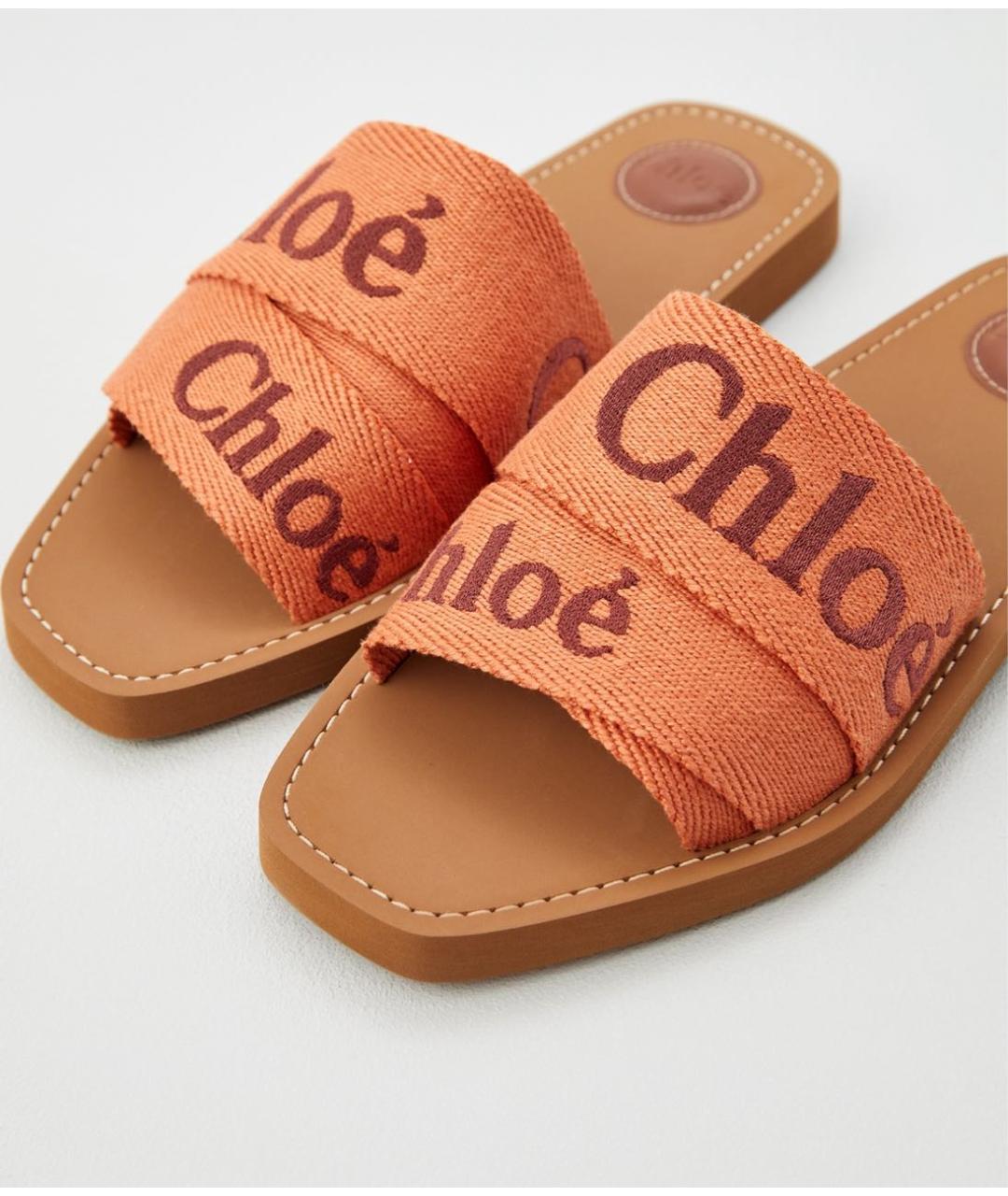 CHLOE Оранжевое текстильные сандалии, фото 3