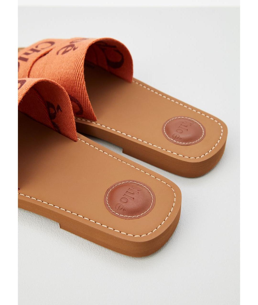 CHLOE Оранжевое текстильные сандалии, фото 4