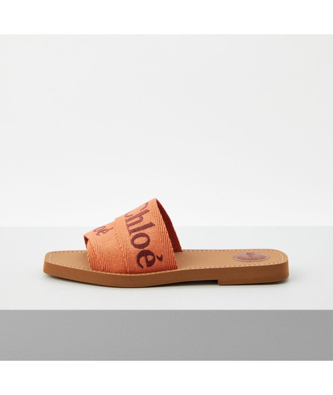 CHLOE Оранжевое текстильные сандалии, фото 5