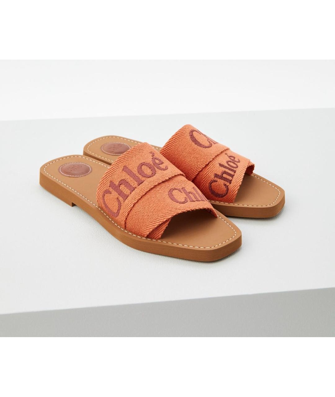 CHLOE Оранжевое текстильные сандалии, фото 2