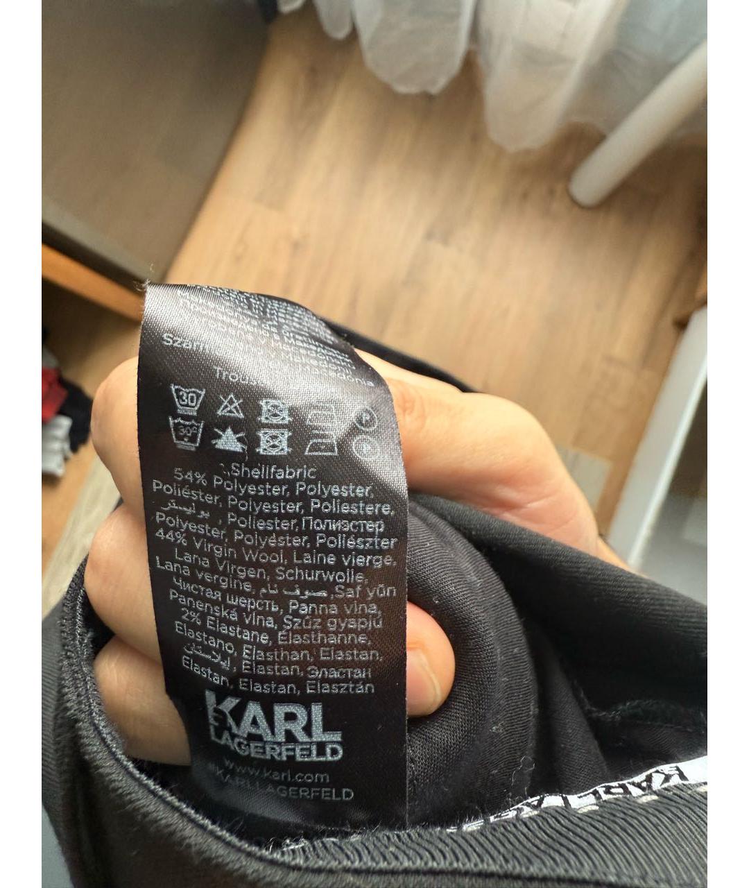 KARL LAGERFELD Черные шерстяные классические брюки, фото 7