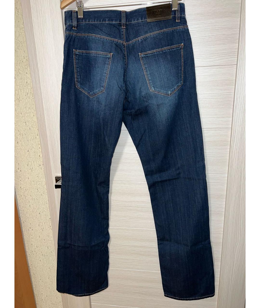 PRADA Синие хлопковые прямые джинсы, фото 2