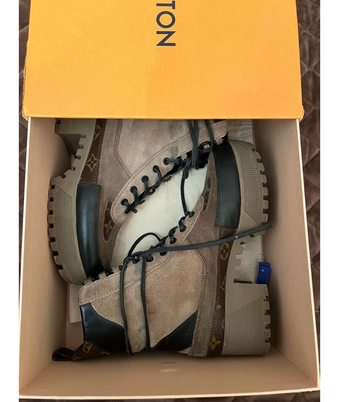 LOUIS VUITTON Коричневые замшевые ботинки, фото 6