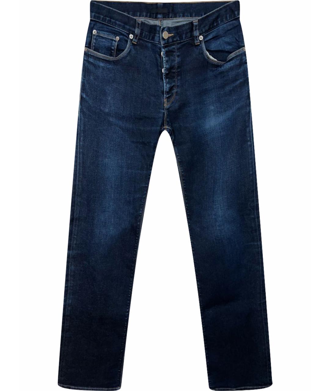 PRADA Темно-синие хлопковые прямые джинсы, фото 1