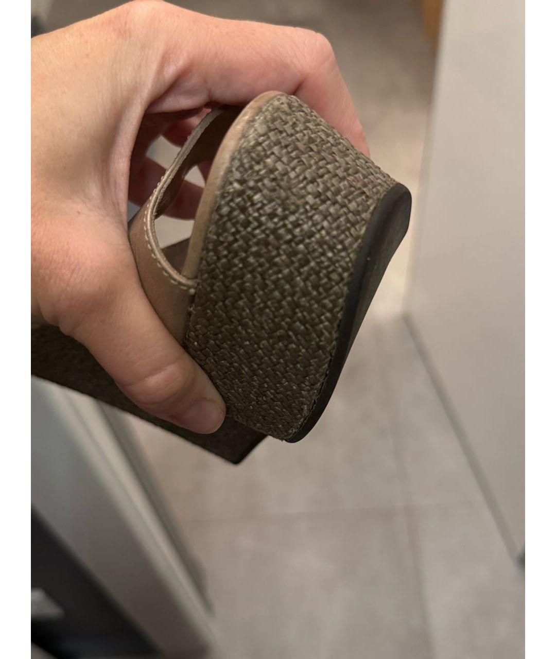 EMPORIO ARMANI Бежевые кожаные босоножки, фото 6