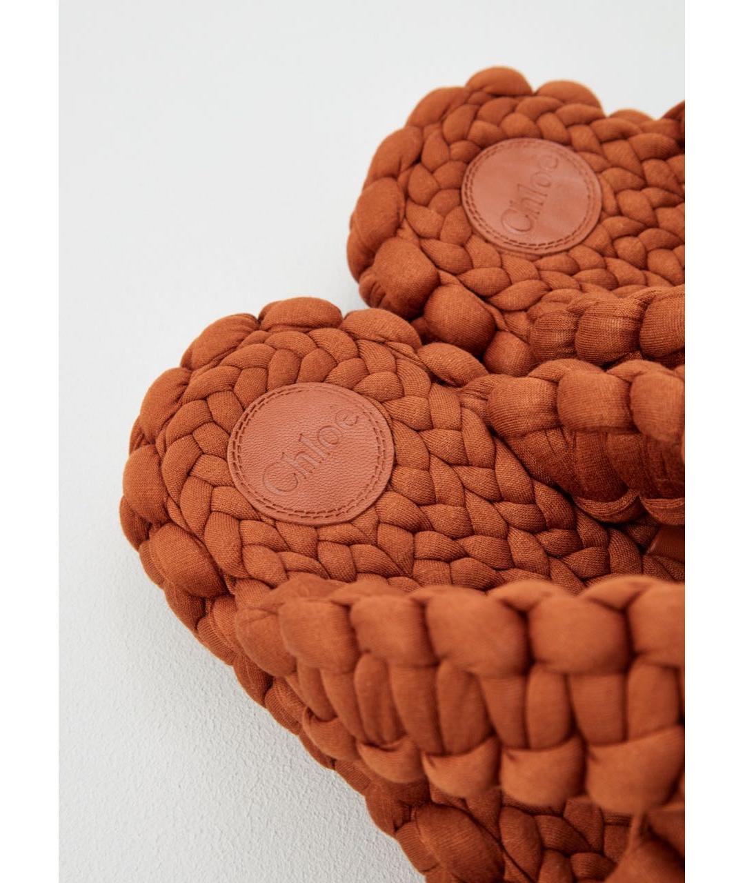 CHLOE Коричневые текстильные босоножки, фото 4