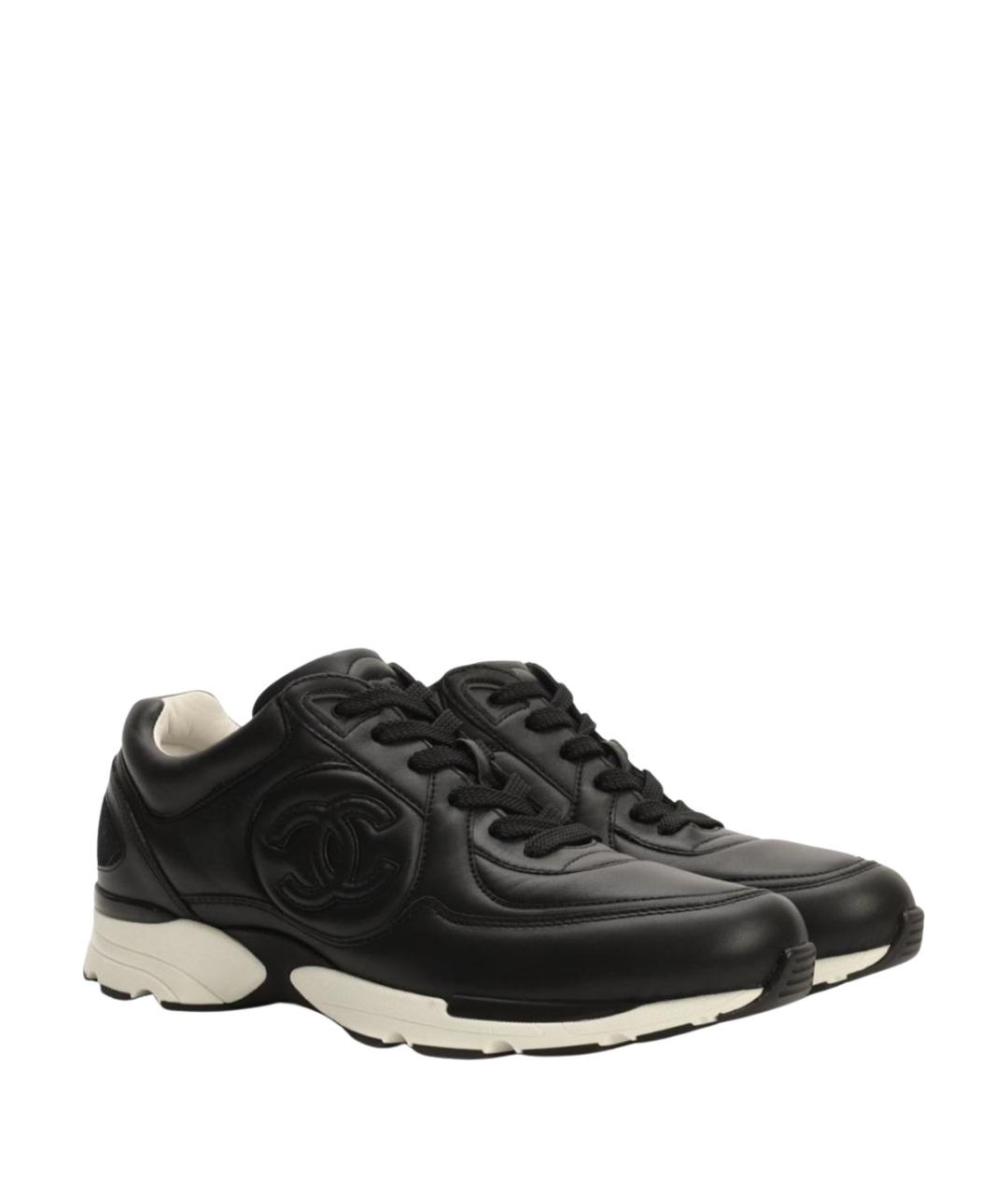 CHANEL Черные кожаные кроссовки, фото 1