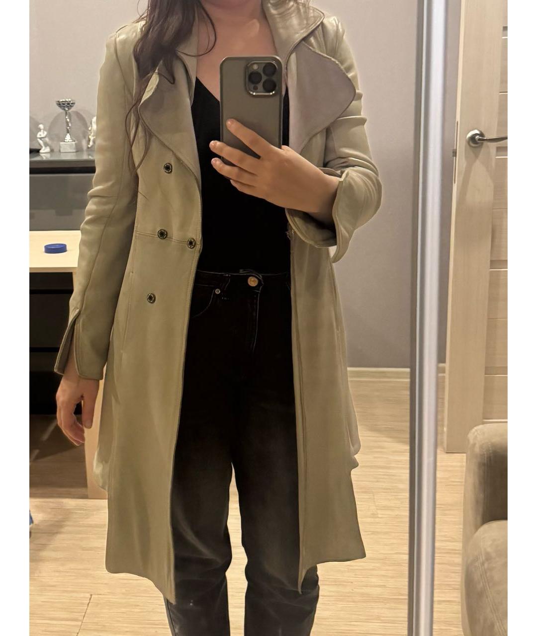 GIORGIO BRATO Серый кожаный тренч/плащ, фото 2