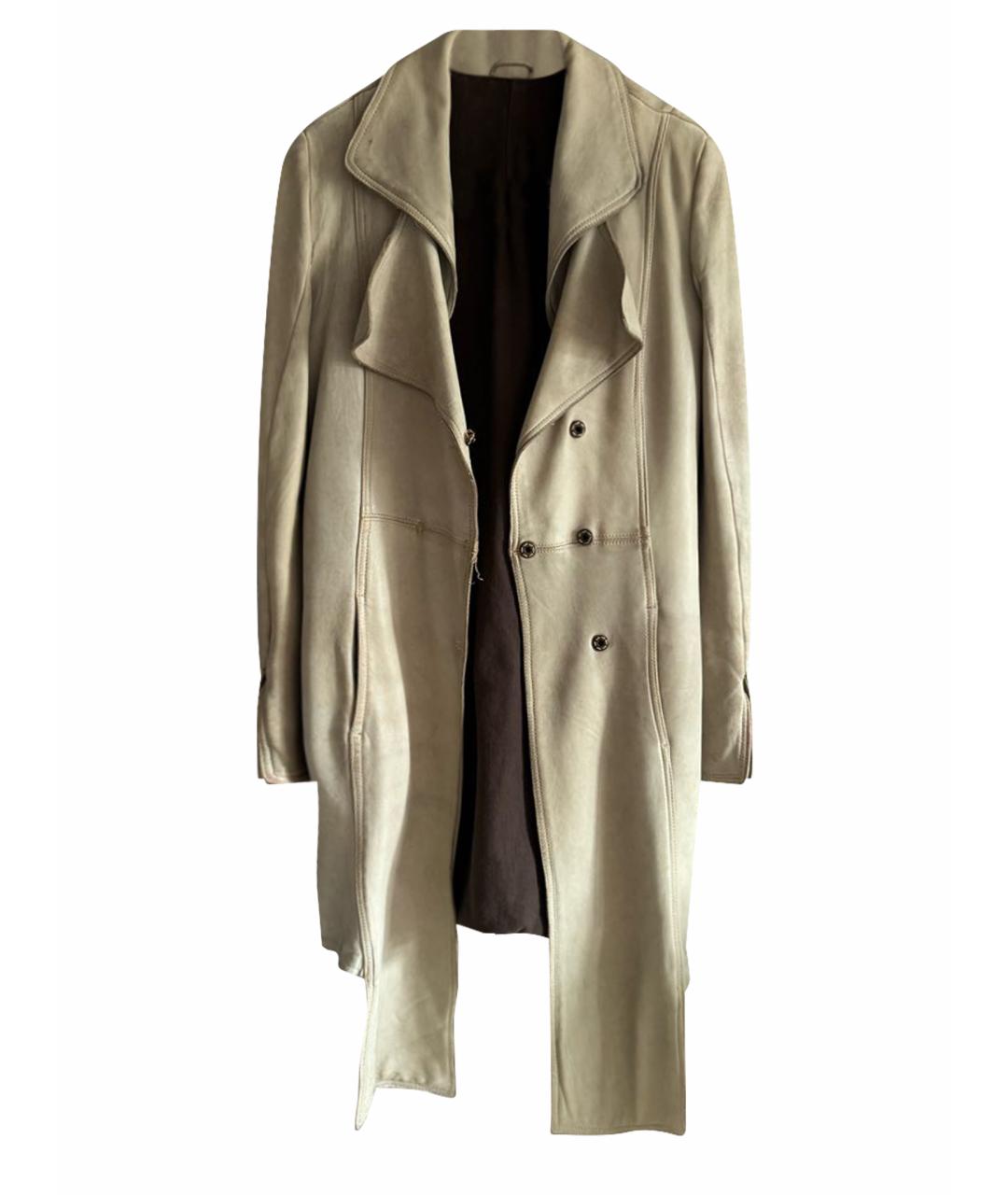 GIORGIO BRATO Серый кожаный тренч/плащ, фото 1