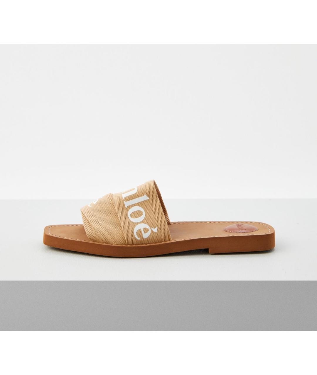CHLOE Бежевые текстильные сандалии, фото 5