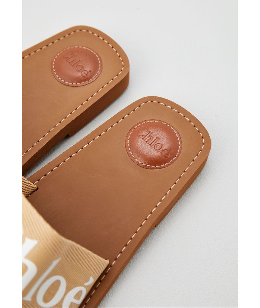 CHLOE Бежевые текстильные сандалии, фото 4