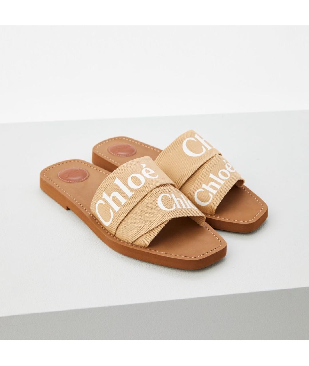 CHLOE Бежевые текстильные сандалии, фото 2