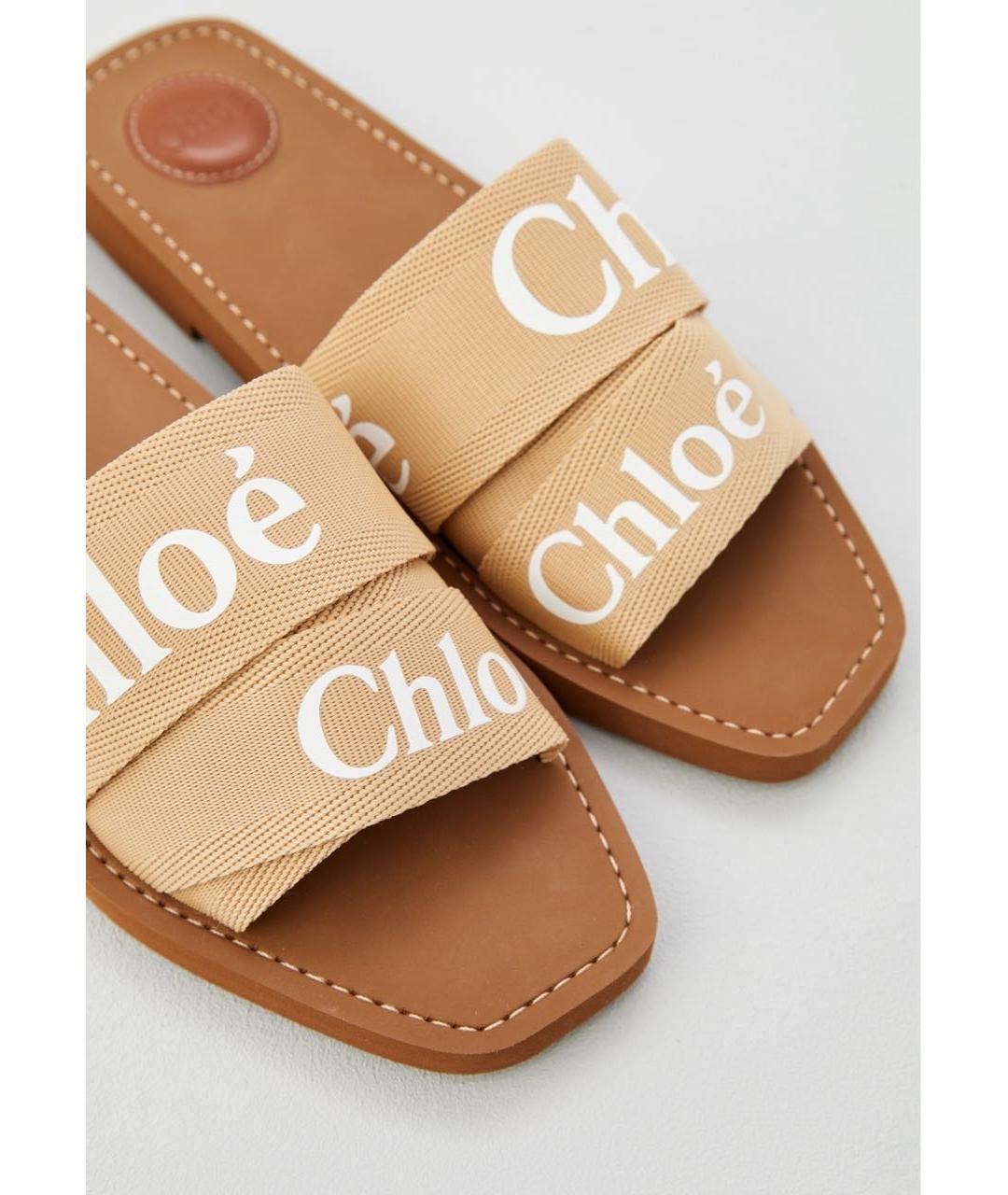 CHLOE Бежевые текстильные сандалии, фото 3