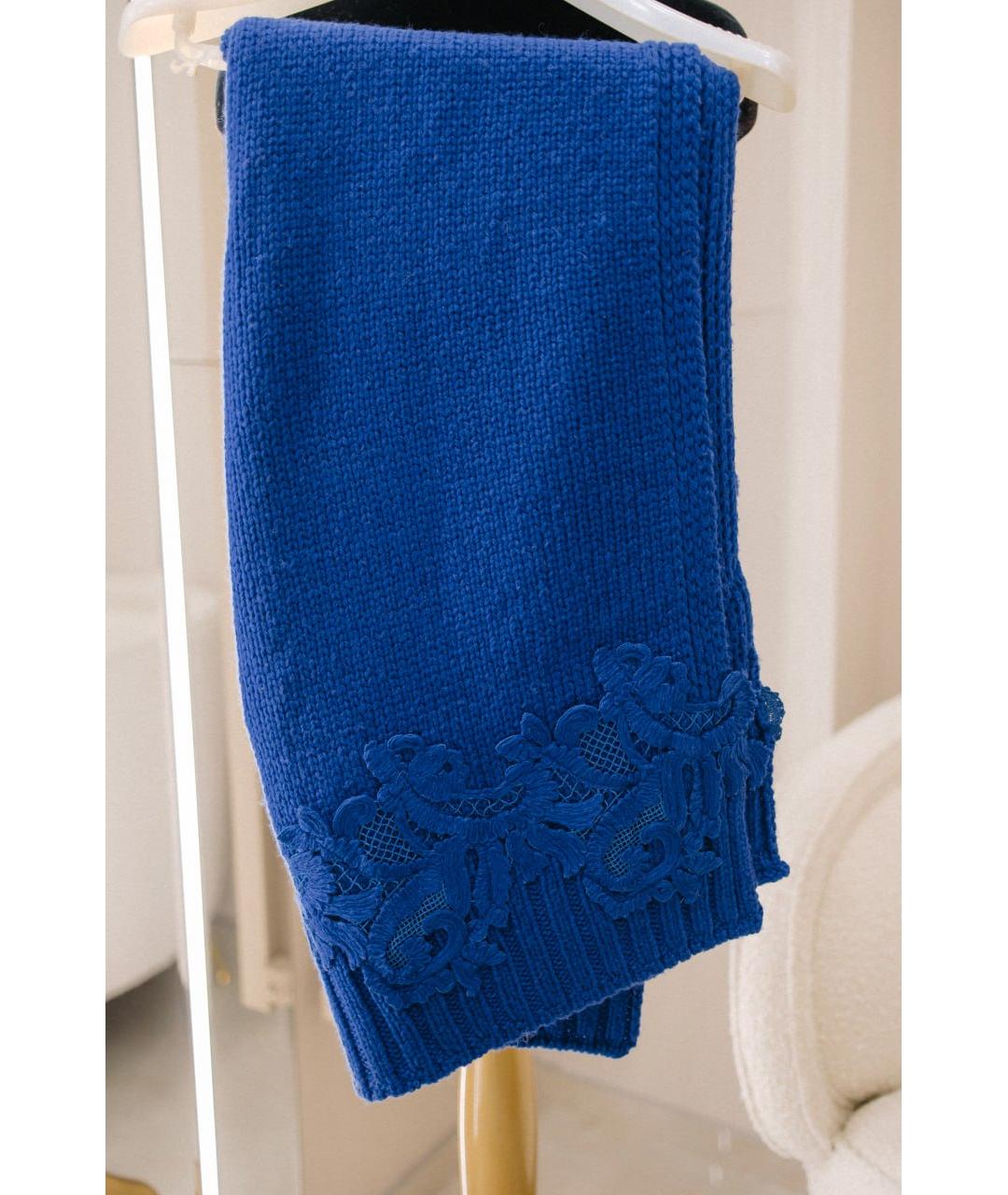 ERMANNO SCERVINO Синий шерстяной шарф, фото 5