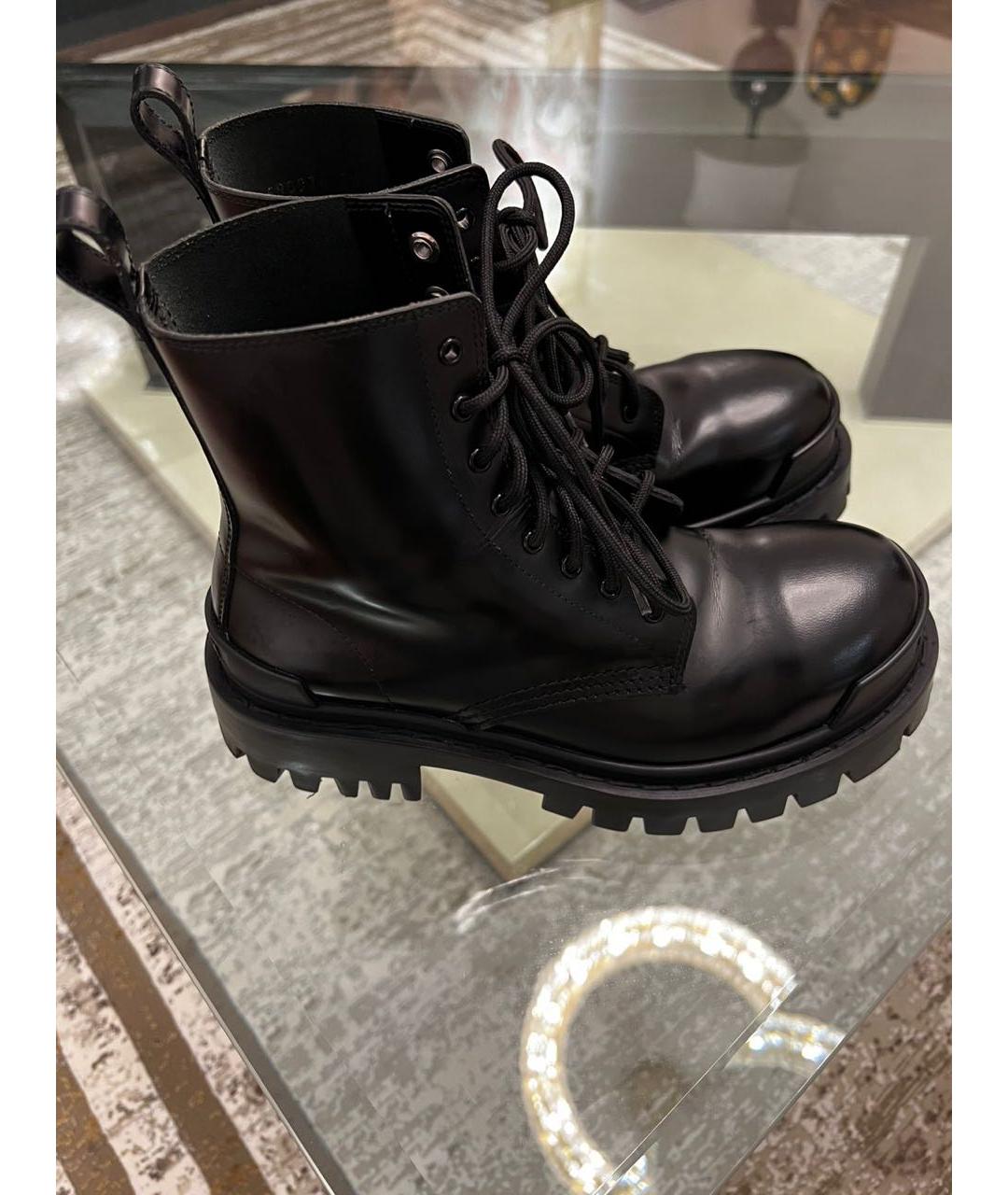 BALENCIAGA Черные кожаные ботинки, фото 1