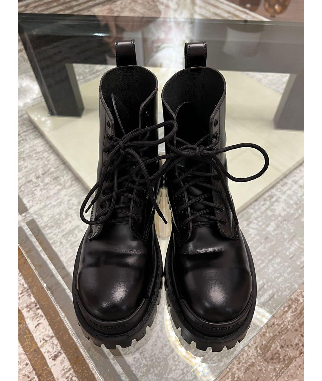 BALENCIAGA Черные кожаные ботинки, фото 3