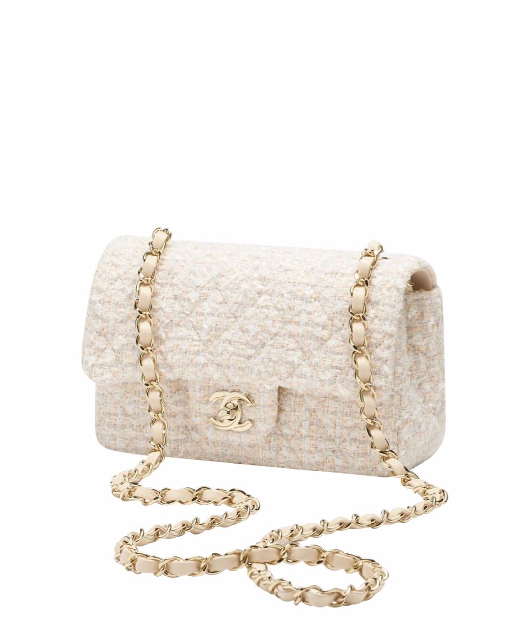 CHANEL Бежевая твидовая сумка через плечо, фото 1