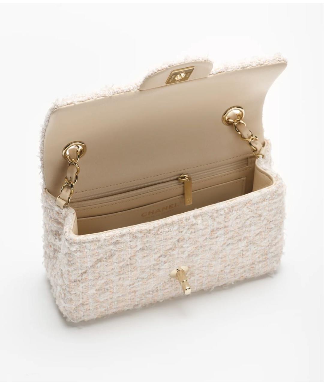 CHANEL Бежевая твидовая сумка через плечо, фото 2