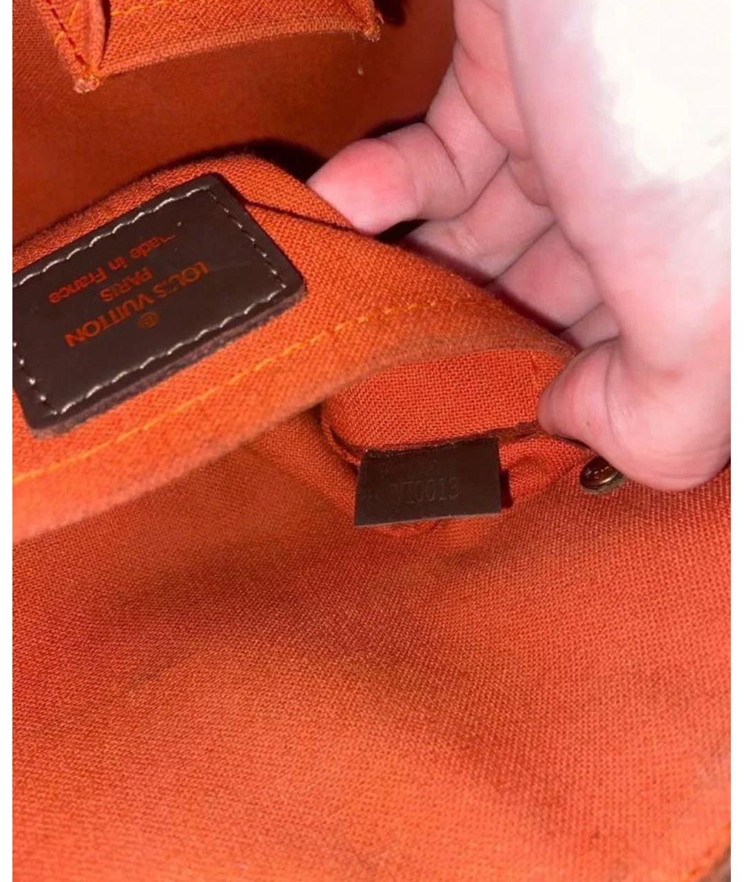 LOUIS VUITTON Коричневая кожаная сумка с короткими ручками, фото 3