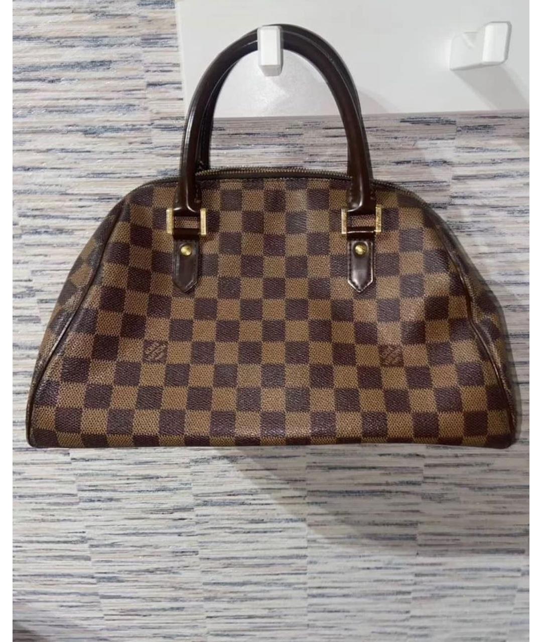 LOUIS VUITTON Коричневая кожаная сумка с короткими ручками, фото 5