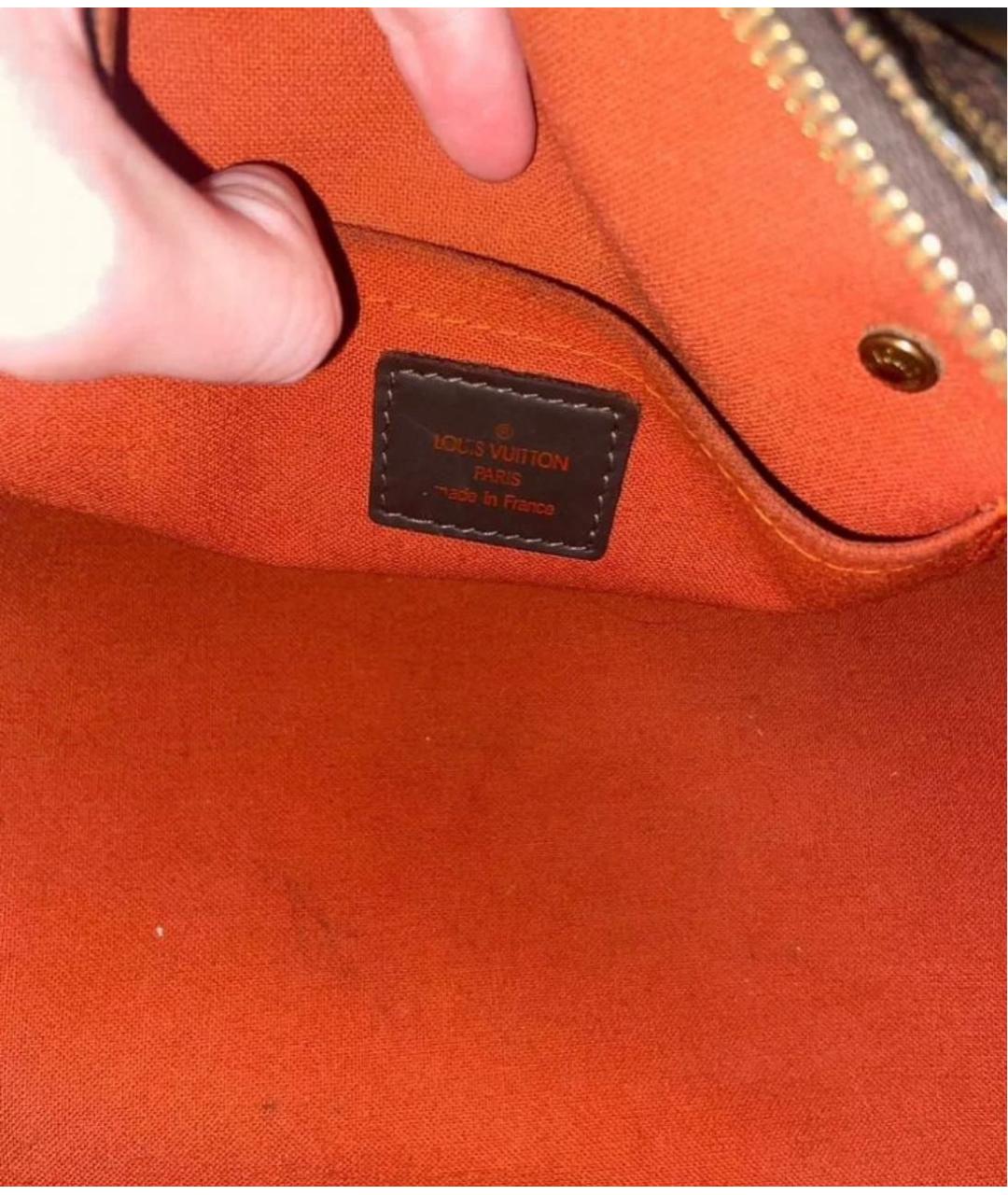 LOUIS VUITTON Коричневая кожаная сумка с короткими ручками, фото 4