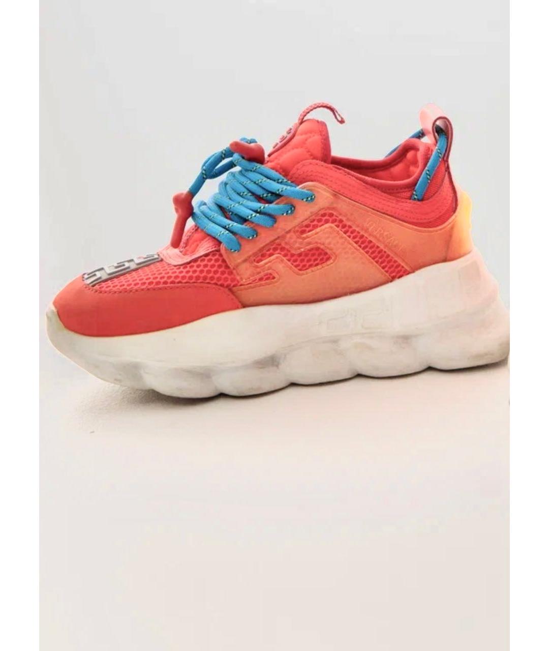 VERSACE Коралловые текстильные кроссовки, фото 3