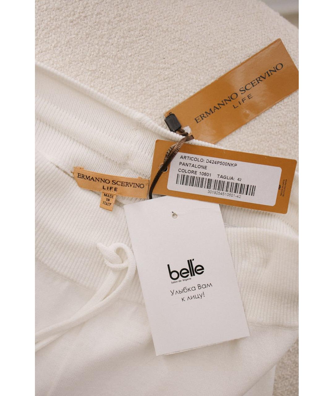 ERMANNO SCERVINO Белые вискозные прямые брюки, фото 4