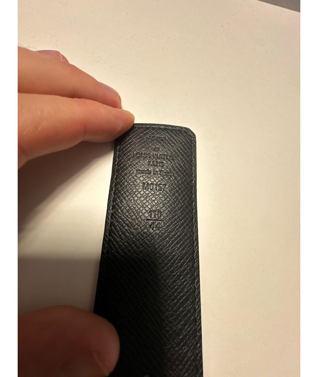 LOUIS VUITTON Черный кожаный ремень, фото 3