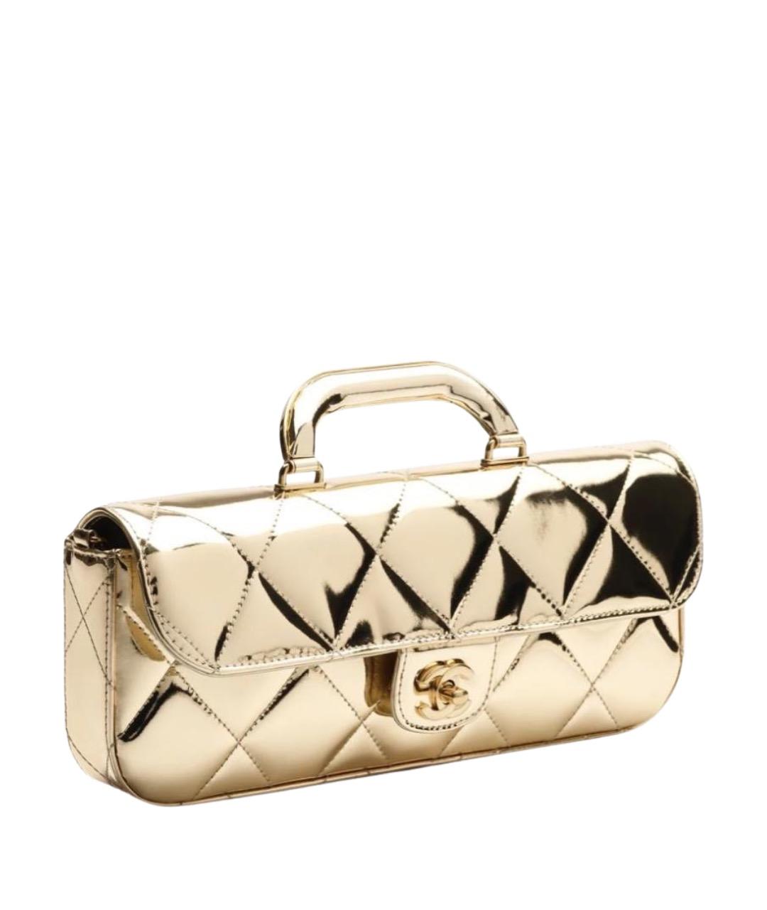 CHANEL Золотая сумка с короткими ручками, фото 1