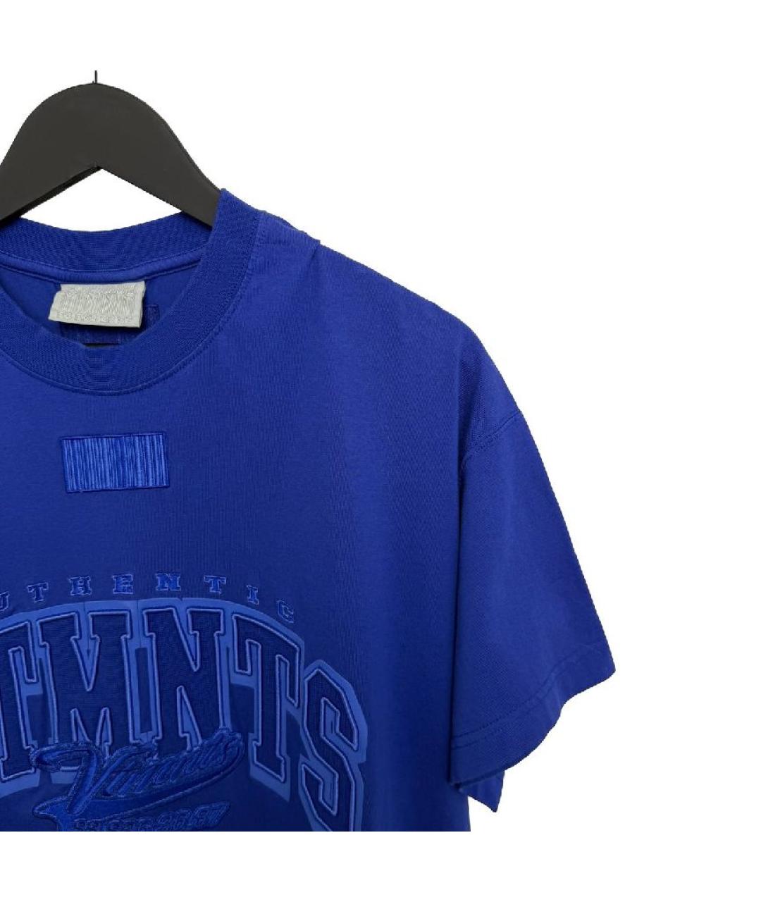 VETEMENTS Синяя хлопковая футболка, фото 3