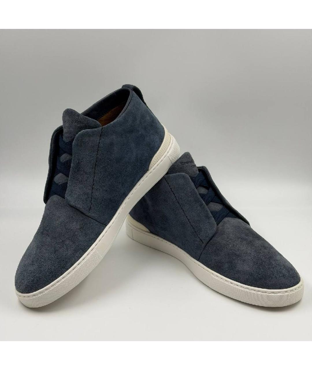 ERMENEGILDO ZEGNA XXX Голубые замшевые высокие ботинки, фото 4