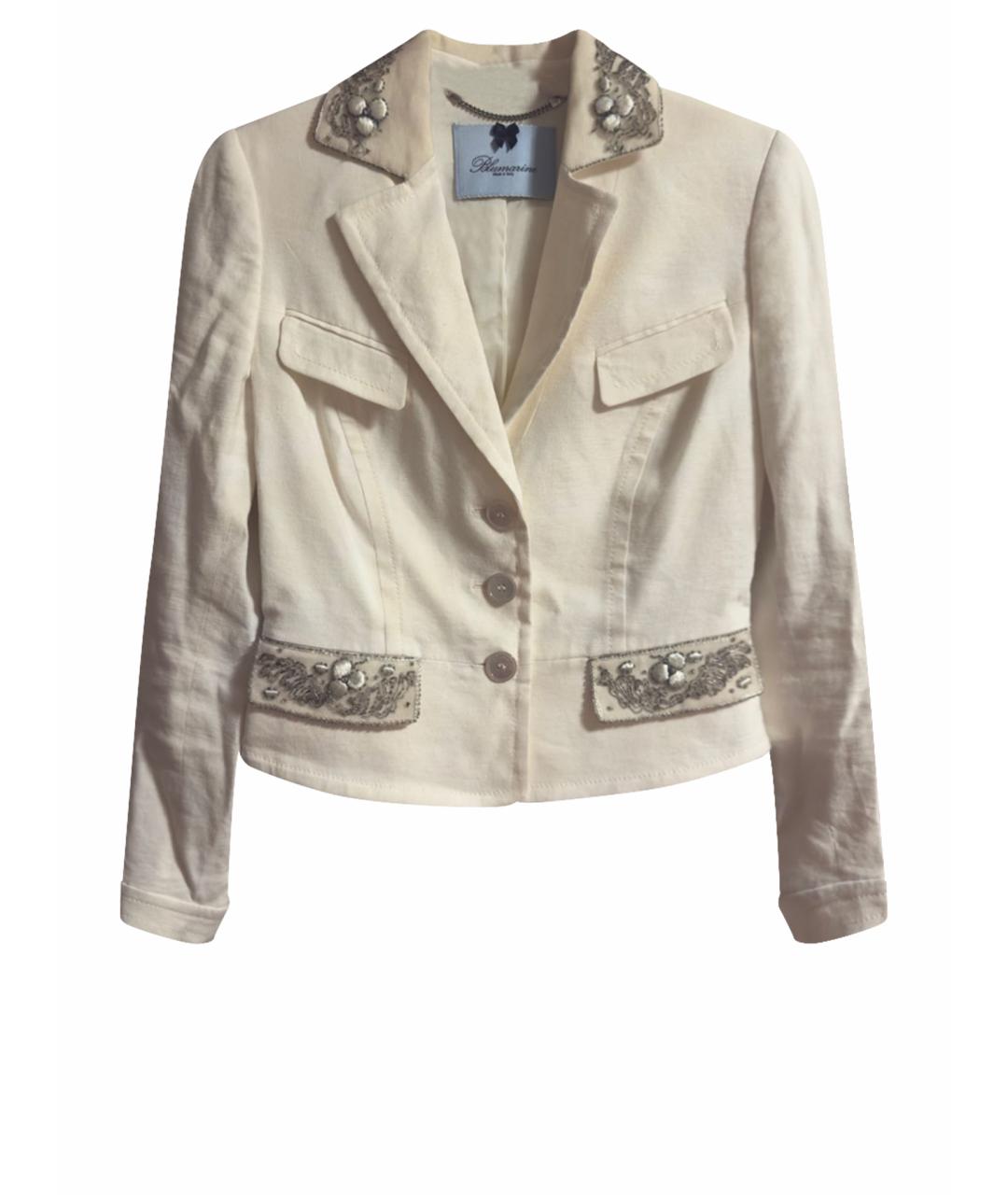 BLUMARINE Бежевый льняной жакет/пиджак, фото 1
