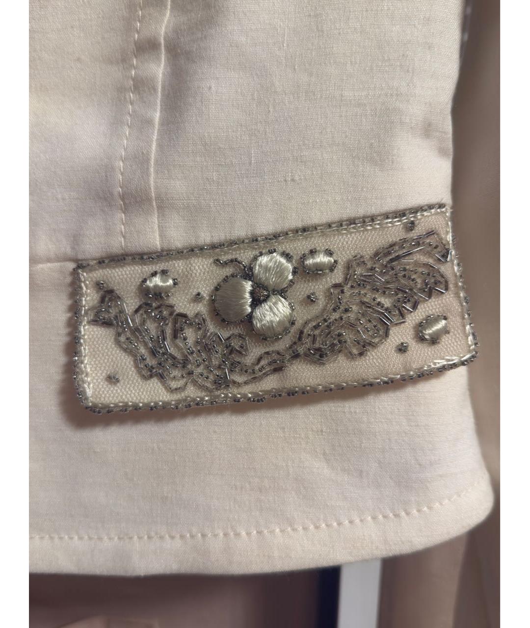 BLUMARINE Бежевый льняной жакет/пиджак, фото 3