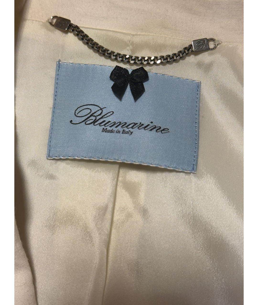 BLUMARINE Бежевый льняной жакет/пиджак, фото 5