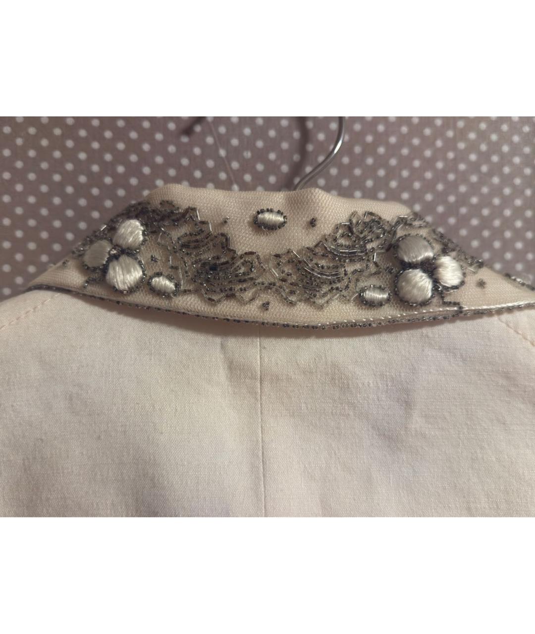 BLUMARINE Бежевый льняной жакет/пиджак, фото 7