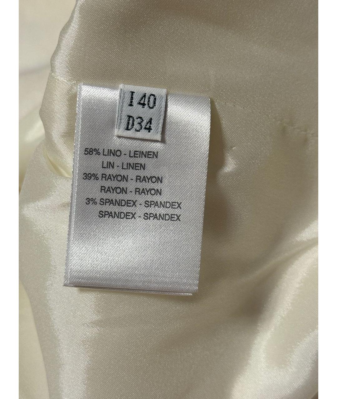 BLUMARINE Бежевый льняной жакет/пиджак, фото 8