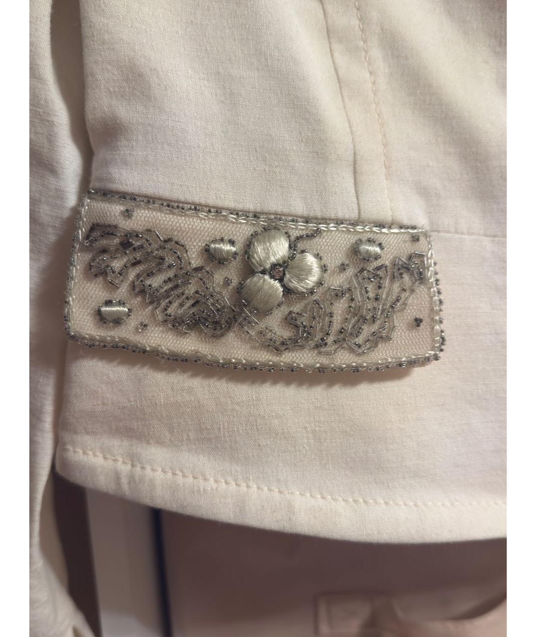 BLUMARINE Бежевый льняной жакет/пиджак, фото 6