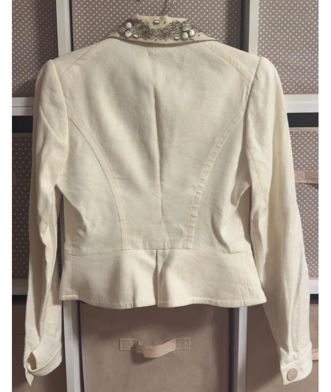 BLUMARINE Бежевый льняной жакет/пиджак, фото 4