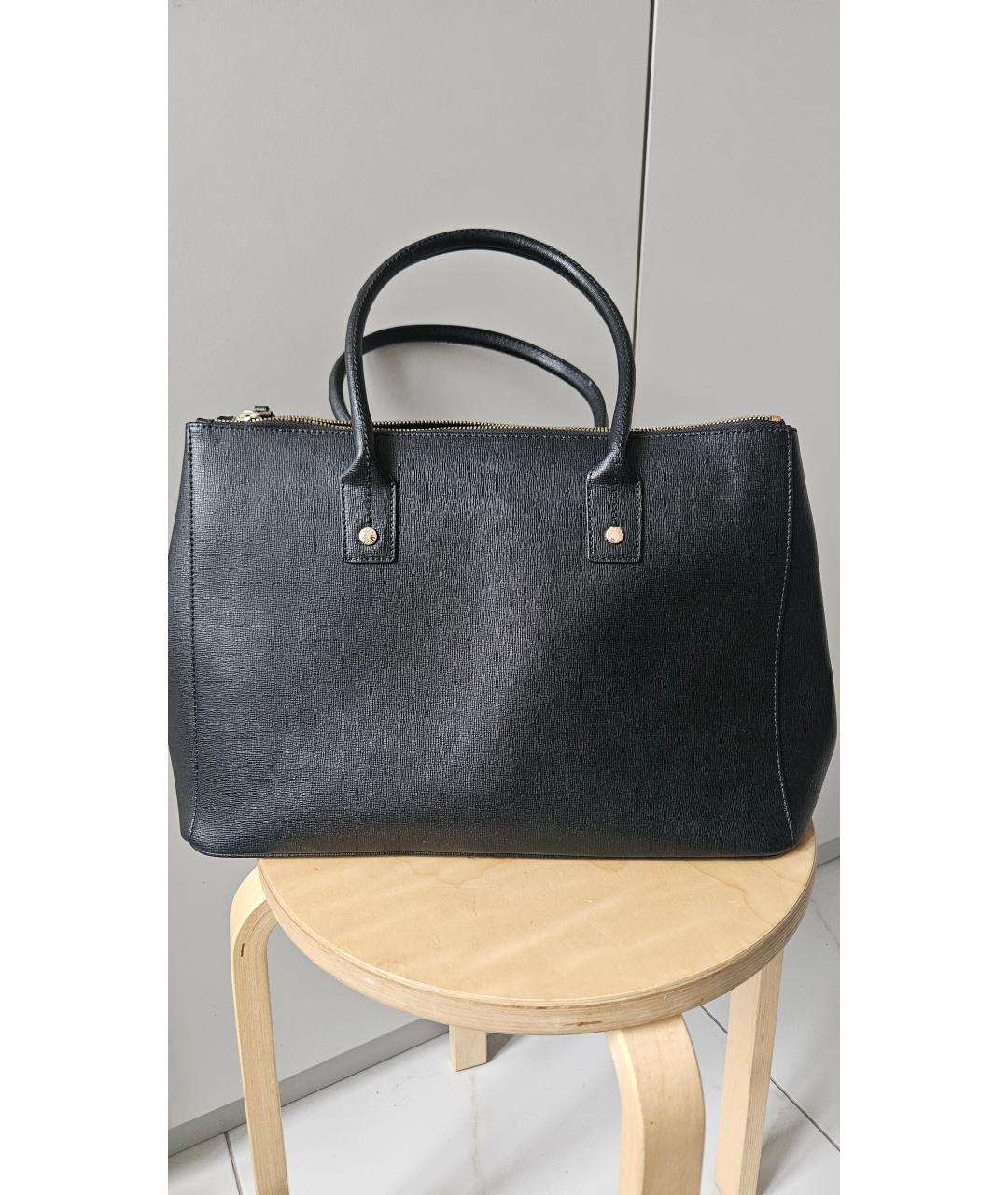 FURLA Черная кожаная сумка тоут, фото 3